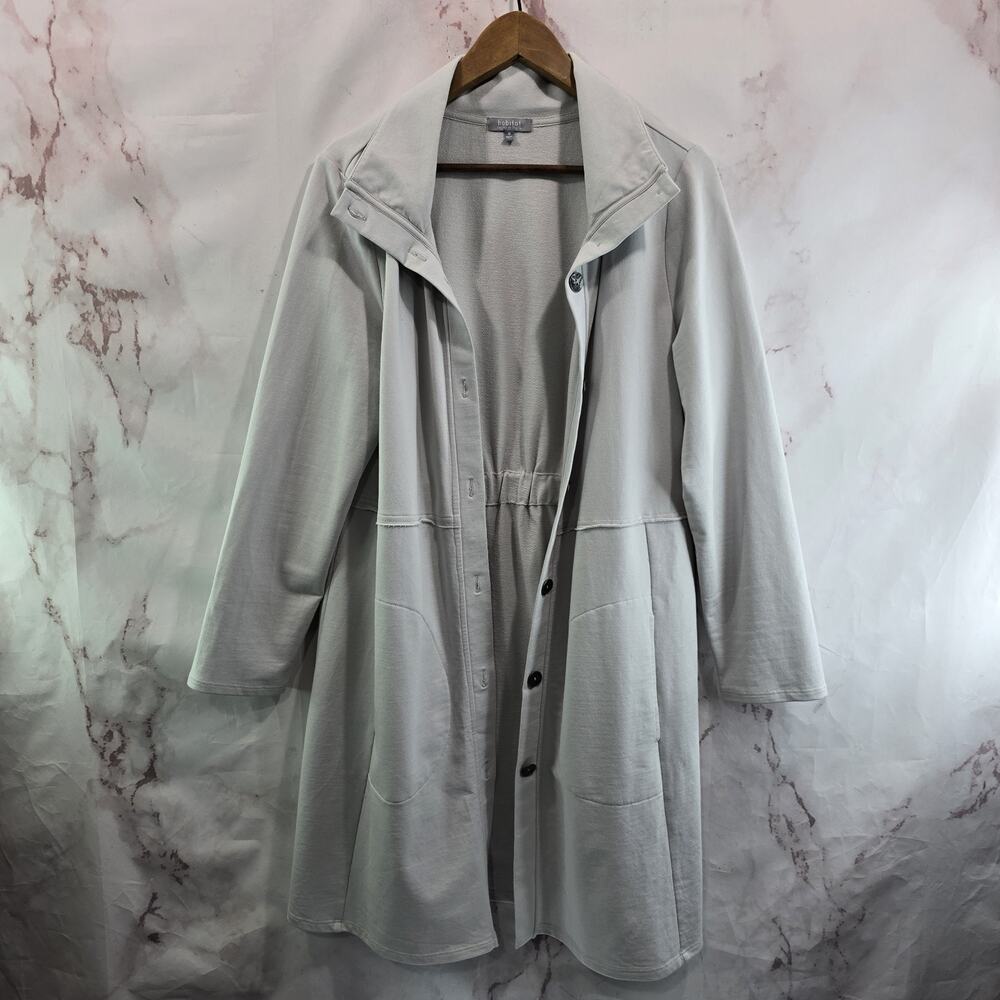 Habitat Jacket Womens Medium Gray Long Cotton Stretchy Mock Lightweight